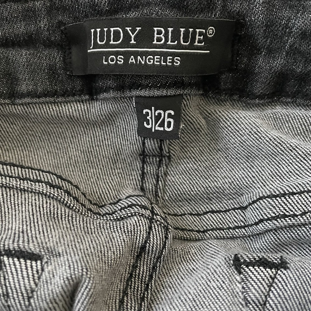 Judy Blue Black Wide Leg SZ 3/26 Trouser Jeans High Rise Button Fly Stretch Boho - Picture 7 of 11